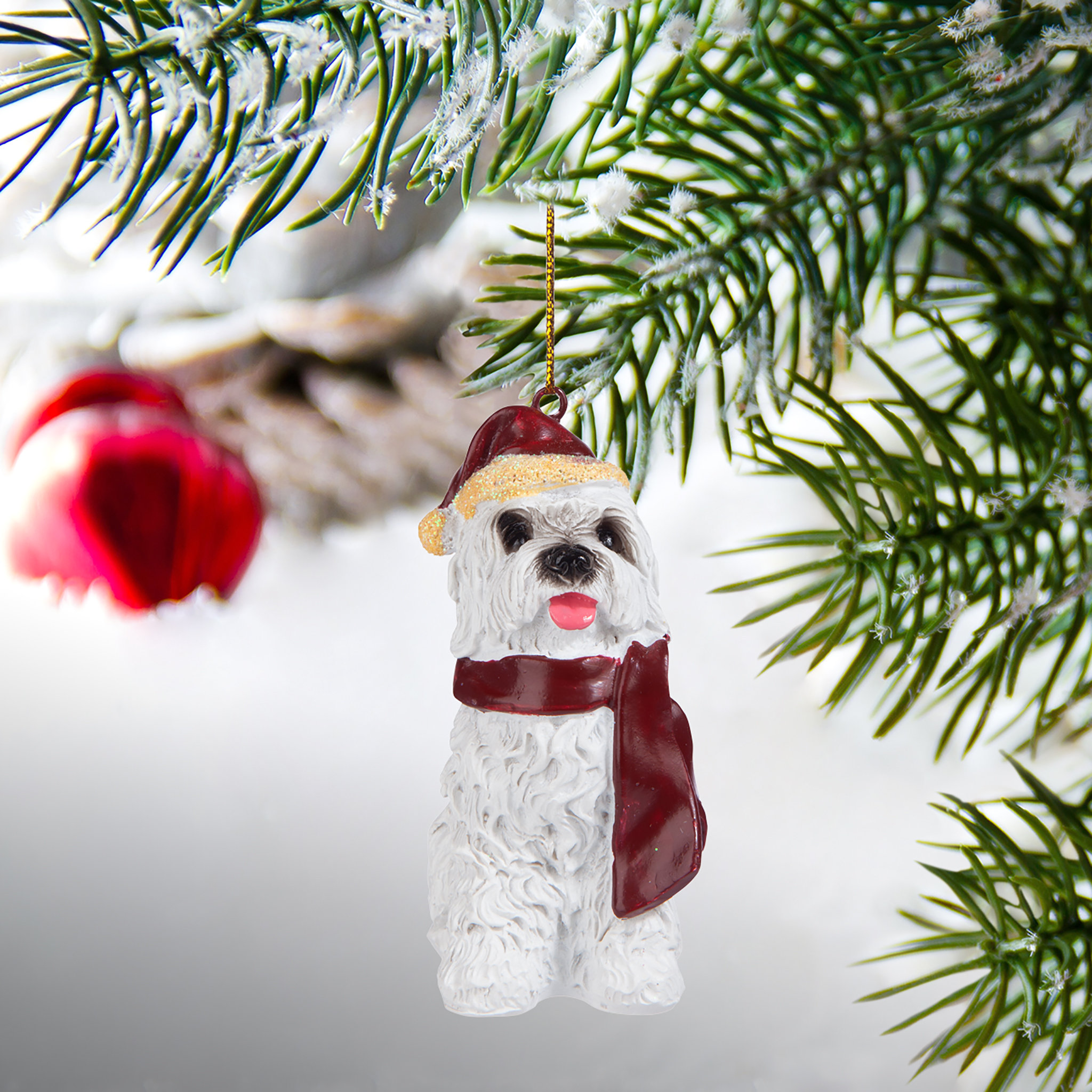 Design Toscano Maltese Holiday Dog Ornament Sculpture Reviews Wayfair